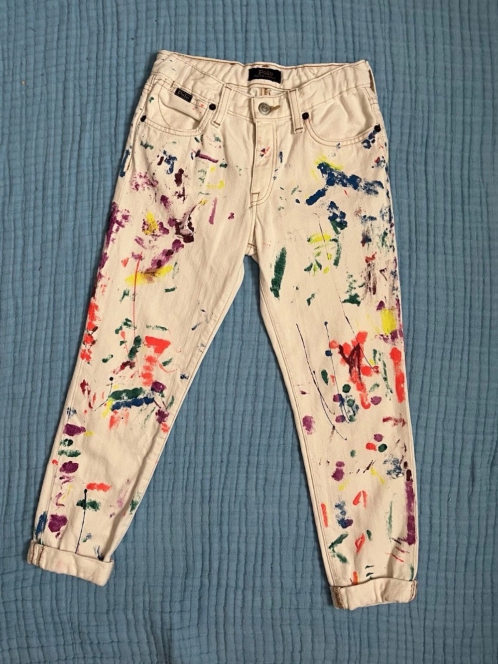 Polo Ralph Lauren Girls White/Ivory Denim Paint Astor Jeans